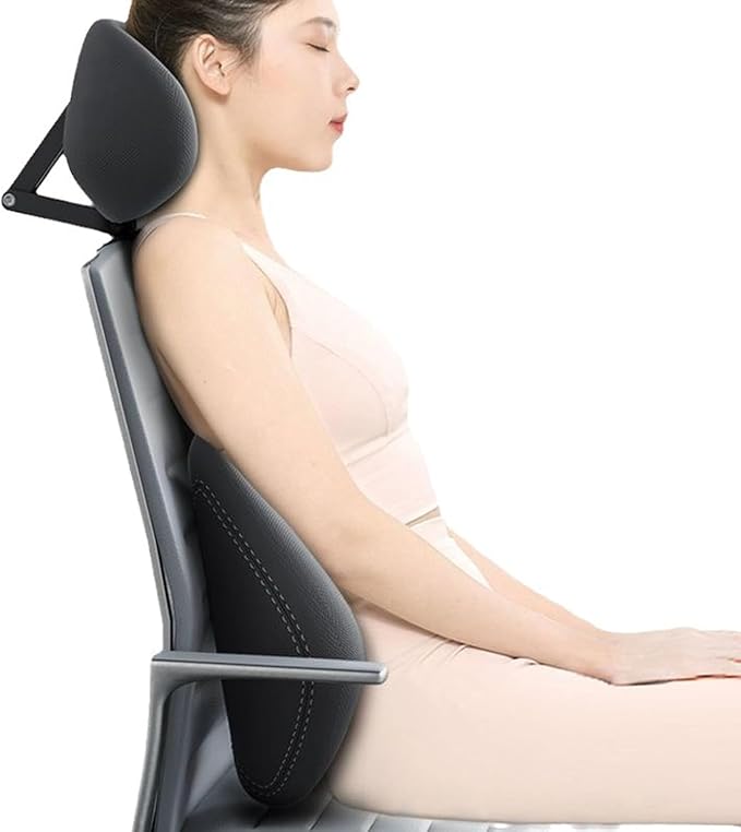 Memory Foam Headrest Attachment for Office Chair, Attachable Chair Head Rest, Desk Chair Neck Support, Elastic Sponge Head Pillow Adjustable Height and Angle
