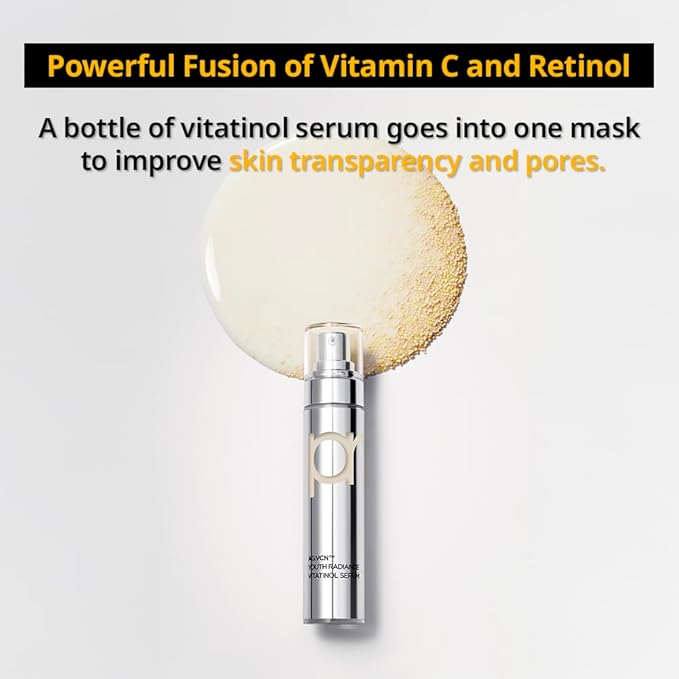 Primera Self Care Gift Set – Vitatinol Serum Gel Mask (4EA) + Retinol Vitamin C Serum (21g) | Korean Anti-Aging Skincare Duo for Firming, Hydration & Radiance, Gift Set