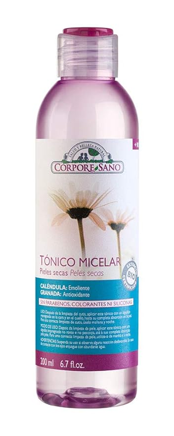 Corpore Sano Micellar Toner for Dry Skin/Combination Skin-CERTIFIED ORGANIC-NO PARABENS-Imported from Spain-200 ml/6.7 fl.oz (Dry Skin-Marigold & Pomegranate)