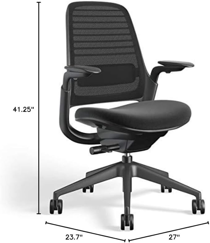Steelcase Series 1 Office Chair - Ergonomic Work Chair with Wheels for Carpet - Helps Support Productivity - Weight-Activated Controls, Back & Arm Support - Easy Assembly - Licorice