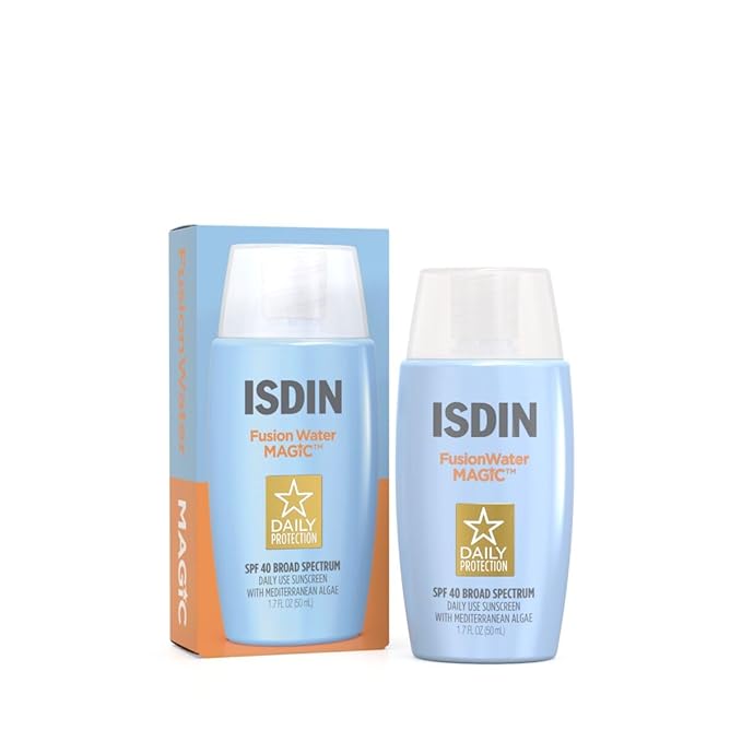 ISDIN Fusion Water MAGIC SPF 40 (1.7 Fl Oz) | Ultralight Sunscreen For Face with Hyaluronic Acid and Vitamin E | Broad Spectrum | Daily Use