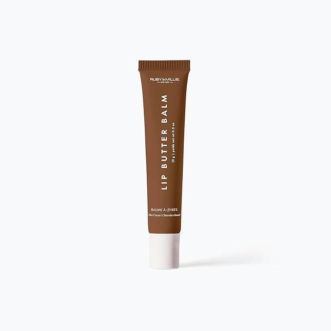 Ruby & Millie Tinted Lip Balm Hot Cocoa - Hydrating Moisturizing Lip Butter Balm Treatment - Glossy Vegan Lipbalm 0.5 Oz