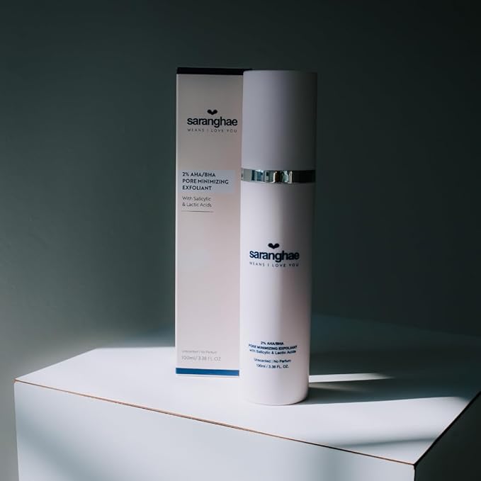 Love Saranghae AHA BHA Pore Refining Exfoliant – 2% Salicylic & Lactic Acid Liquid Toner – Smooth & Clarify Skin – Fragrance-Free, Non-Irritating, 4 fl oz
