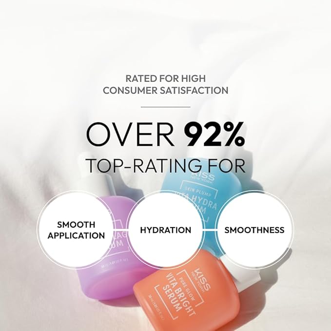 KISS NEW YORK Vita Hydra Serum for Face 1.01 Fl Oz, Hydrating Serum with Hyaluronic Acid, Ceramide, Niacinamide for Strong Skin Barrier & Plump Skin, Gentle Korean Skincare for Sensitive Skin