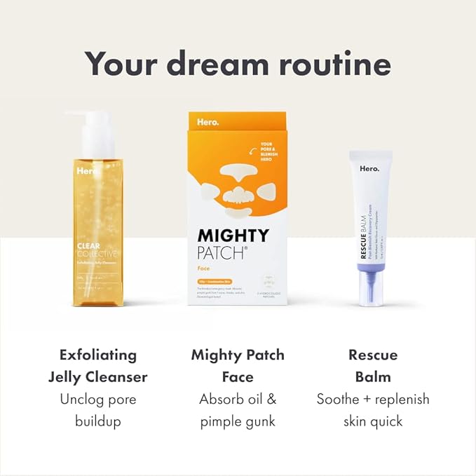 Mighty Patch™ Face Patch from Hero Cosmetics - XL Hydrocolloid Face Mask for Acne, 5 Large Pimple Patches for Zit Breakouts on Nose, Chin, Forehead & Cheeks - Korean Skin Care (1 Count)