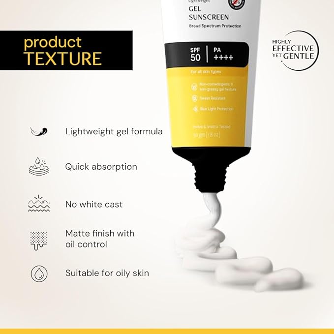 Deconstruct Face Gel Sunscreen SPF 50 + and PA+++ | Gel based sunscreen for oily, combination, acne prone & normal skin| Broad spectrum sunscreen, No White Cast, Lightweight - 50g each, pack of 2