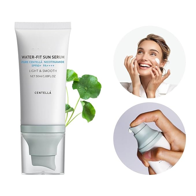 2PCS Centella Sunscreen SPF 50, Centella Water-Fit Sun Serum, Korean Sunscreen Stick, Soothing Moisture Makeup Base, Hydrating & Non-Greasy Sun Protection for Sensitive Skin, Nourishing Skin