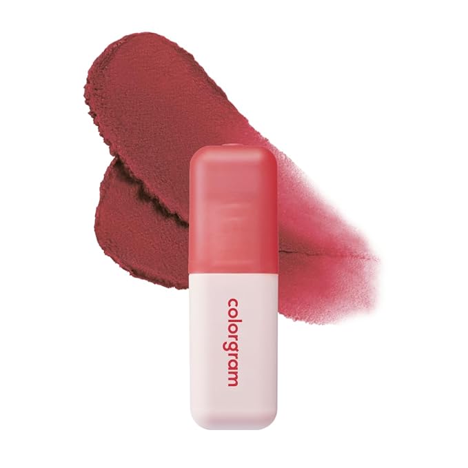 COLORGRAM NUDE BLUR TINT 05 VINTAGE RED | K-Beauty Makeup, Soft-Focus Matte Lip Stain, 2-in-1 Lip & Cheek | Lightweight Blurring Tint for a Smooth & Airbrushed Finish, Non-Sticky Formula