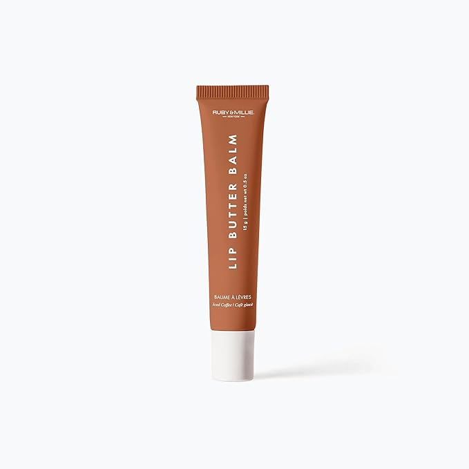 Ruby & Millie Tinted Lip Balm Ice Coffee - Hydrating Moisturizing Lip Butter Balm Treatment - Glossy Vegan Lipbalm 0.5 Oz
