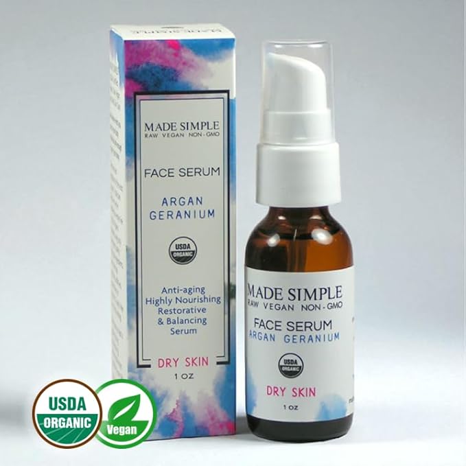 Argan Geranium Face Serum - Certified Organic, Vegan, & Cruelty-Free
