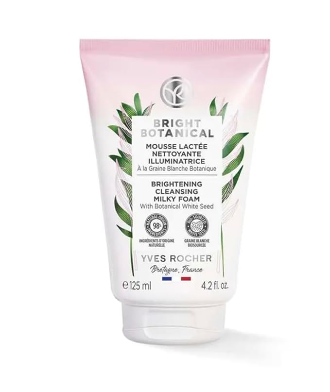 Yves Rocher Bright Botanical Gel Foam for Radiance and Even-Looking Skin Tone with Tagua Nut, Facial Foam Cleanser 125 ml/4.2 flOz