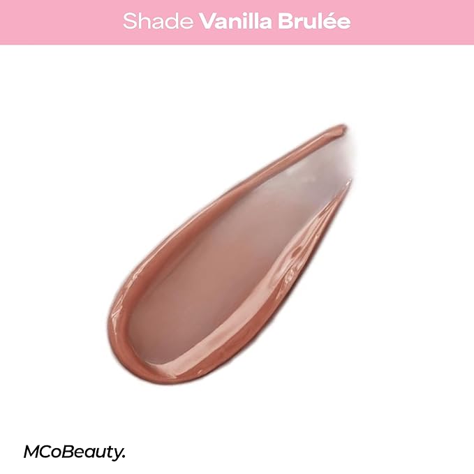 MCoBeauty Peptide Lip Treatment Vanilla Brulee - Nude Beige Tinted Lip Balm Plumper Gloss for Women - Hydrating Lip Oil with Shea Butter, Peptides for Soft Plump Lips - Vegan Cruelty Free Lip Care