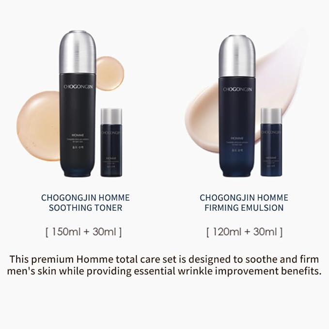 CHOGONGJIN Homme Men's Dual-Action Skincare Set | Toner & Emulsion Gift Kit (2-Piece)