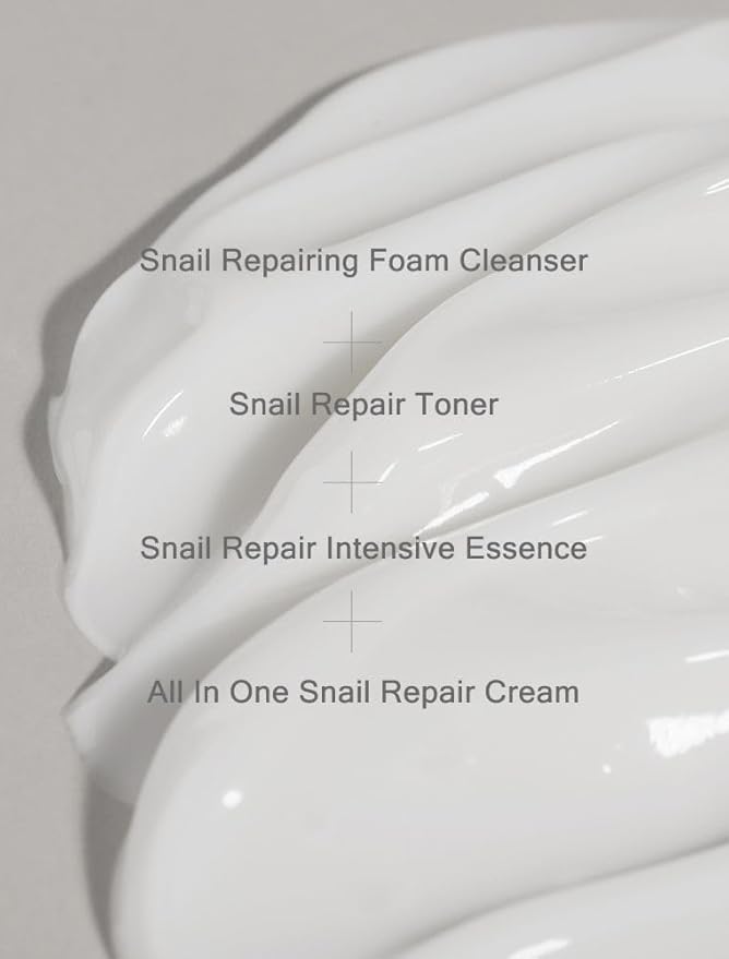MIZON Snail Line Set, Korean Snail Skincare Essentials Set, Mini Sized Snail Foam Cleanser, Toner, Essence, and All in One Facial Cream to Improve Skin Tone, Fine Wrinkles, Smooth, Moisturize.