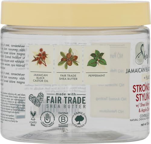 SheaMoisture Strong Hold Styling Gel+Flaxseed Jamaican Black Castor Oil Gives Controlled Style,Infused With Castor Seed Oil,SheaButter & Indulgent Scent ParabenFree AntiFrizz Hair Gel 15oz (Pack of 2)