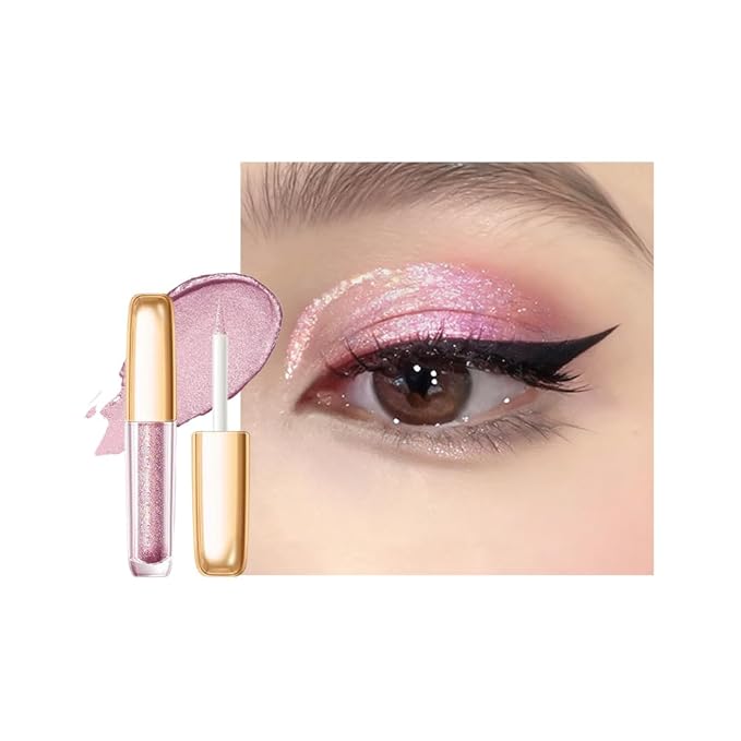 Liquid Glitter Eyeshadow Set, Korean Shimmer Eye Makeup, Waterproof Powder Formula, Quick-Drying, Long Lasting, 0.17 Oz (02#, 1PCS)