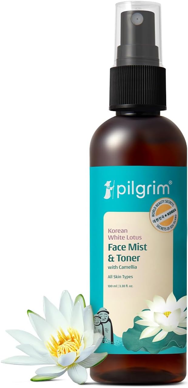 Pilgrim White Lotus Face Mist & Toner | Hydrating & Revitalizing Skin with Witch Hazel & Camellia | Refreshes, Soothes & Restores | All Skin Types | 3.38 Fl Oz (100ml)
