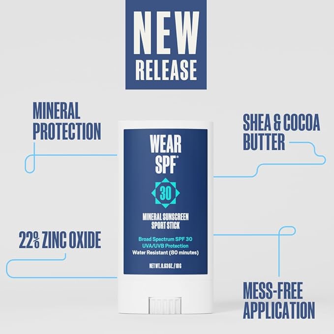 Mineral Sunscreen Sport Stick – Water-Resistant, Easy-Swipe SPF 30, 0.63 oz