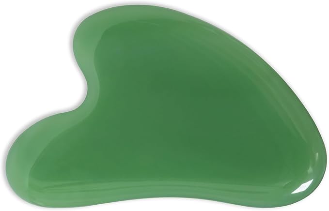 Gua Sha Jade Stone Gua Sha Massage Tool, Guasha Tool for Face and Body Skin Massage. Tools for SPA Acupuncture, Pink Stone for Body Face Neck and Eye, Skin Care Gift for Woman (deep Green)