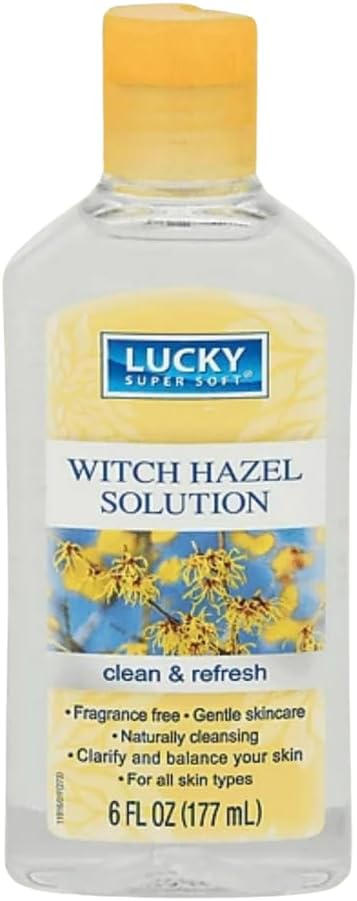Lucky Super Soft Witch Hazel Solution, Clean & Refresh, Fragrance Free, Skin Care, for All Skin Types 6 Fl Oz (3 Count)