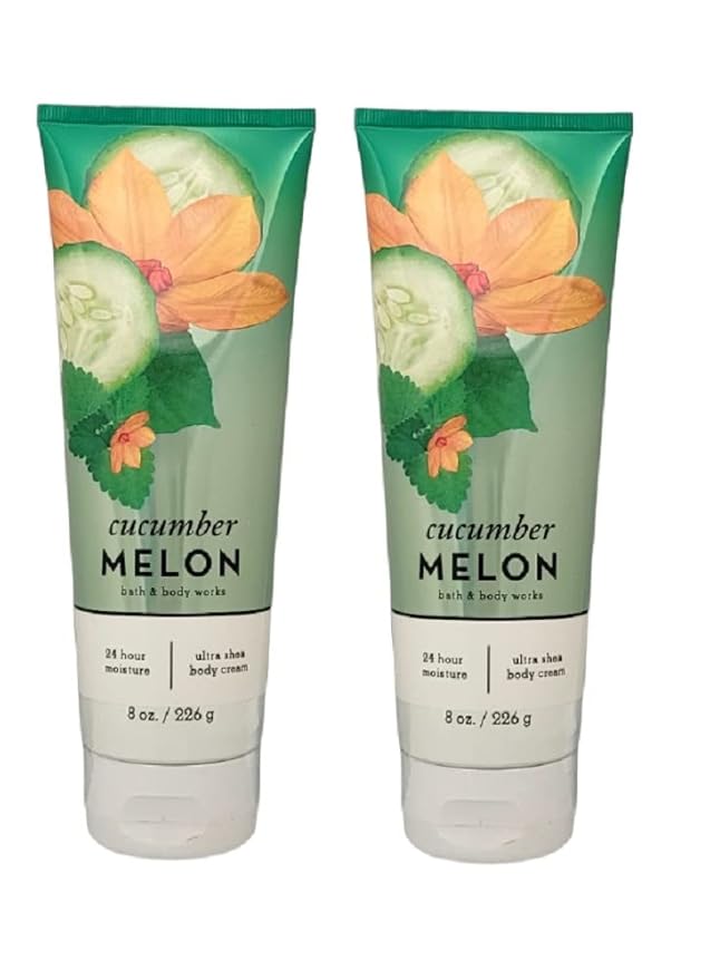 Bath and Body Works Cucumber Melon 2 Pack Ultra Shea Body Cream 8 Oz. (Cucumber Melon)