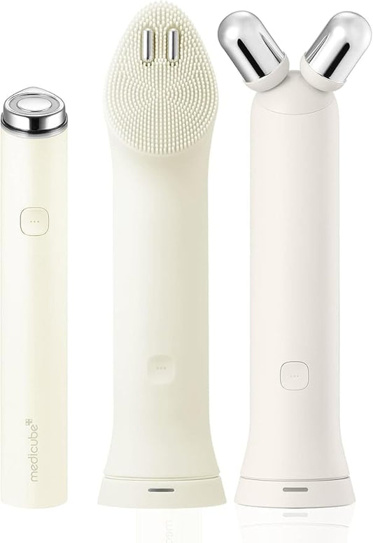 medicube Mini Booster Pro Plus Full Facial Device Set | 3-in-1 Korean Facial Device for Makeup Removal & Pore Cleansing, Skin Definition & Body Care, Skincare Boost with 3 Modes | Beige