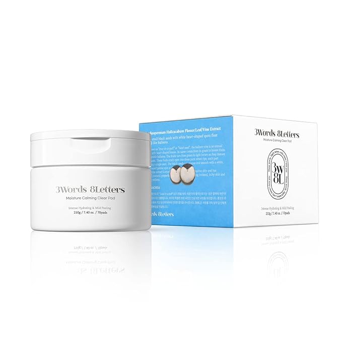 [3W8L] Moisture Calming Clear Pads 70 counts | Vegan Toner Pad For All Skin Types | Gentle Facial Peels & Resurfacing Treatment | Korean Skin Care | k-beauty | 3Words 8Letters