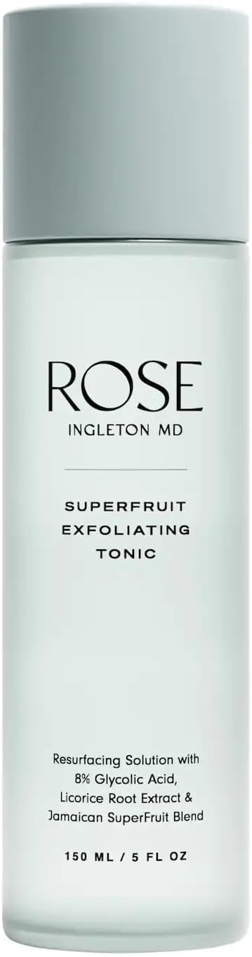 ROSE Ingleton MD SuperFruit Glycolic Acid 8% Exfoliating Toner, AHA Toner for Hyperpigmentation, Dark Spots, Bumpy Texture & Uneven Skin Tone, Fragrance Free, Alcohol Free, Vegan, 5 fl oz
