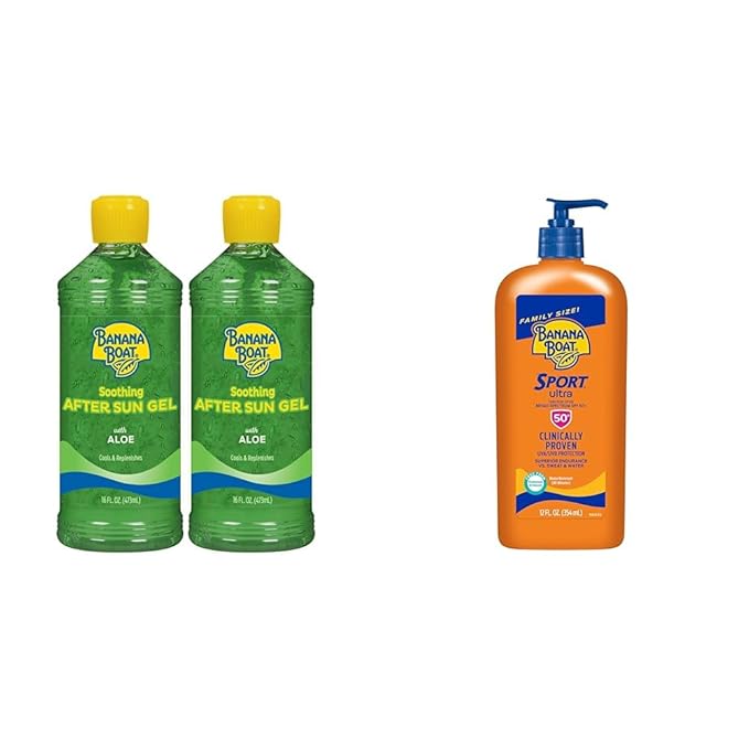 Banana Boat After Sun Gel Twin Pack with Sport Ultra Sunscreen Lotion SPF 50, 12oz