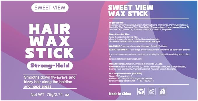 Hair Wax Stick & Slick Back Hair Brush for Tame Flyaways, Frizz, Sleek Ponytails, Buns | Pomade/Balm/Gel Stick for Woman, Styling Accessories for Girls