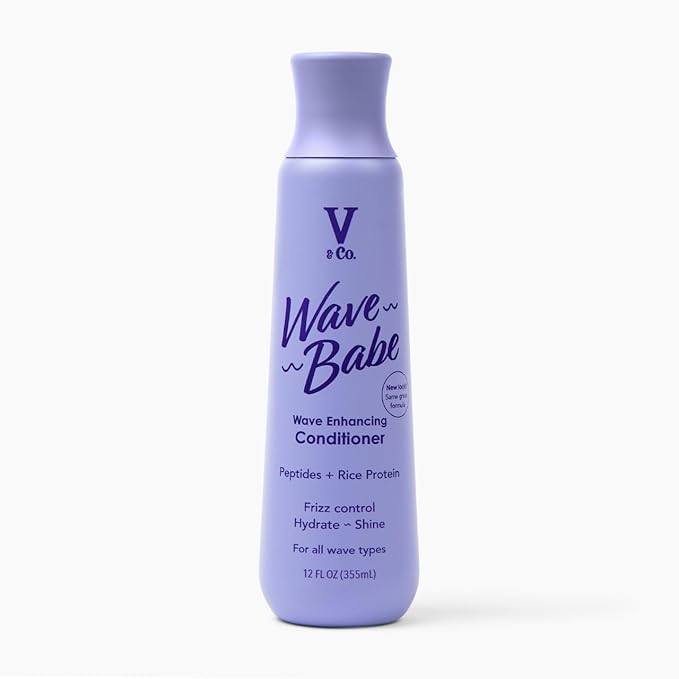V&Co. Wave Babe Wavy Hair Conditioner – Sulfate Free & Paraben Free Moisturizing Hair Care with Rice Protein & Peptides for Hydration, Frizz Control & Wave Definition – 12 fl oz