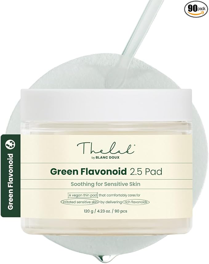 THE LAB BY BLANC DOUX Green Flavonoid 2.5 Toner Pads (90 pcs.) -Gentle Skin Care Toner Pads for Acne-Prone Skin - Soothing and Hydrating Formula for Sensitive Skin, Green Flavonoid