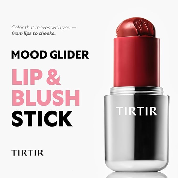 TIRTIR Mood Glider Lip & Blush Stick | Multi Use for Lip and Cheek with Creamy Buildable Texture and Natural Glow Color #04 Chili Blaze, 0.13Oz