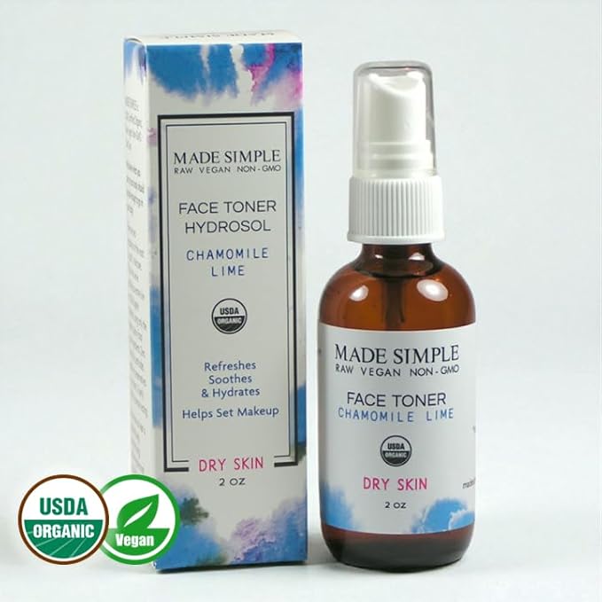 Chamomile Lime Face Toner for Dry Skin - Certified Organic, Vegan, & Cruelty-Free