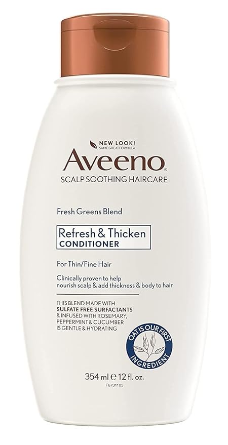 Aveeno Fresh Greens Blend Natural Volumizing Conditioner, Cucumber, Rosemary, for Fine Hair, 12 fl oz (Pack of 2)