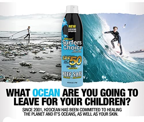 2-Pack H2Ocean Surfers Choice Tattoo Sunscreen SPF 50 UVA/UVB Sunscreen with Tattoo Protek Quick Dry Reef Safe Water Resistant
