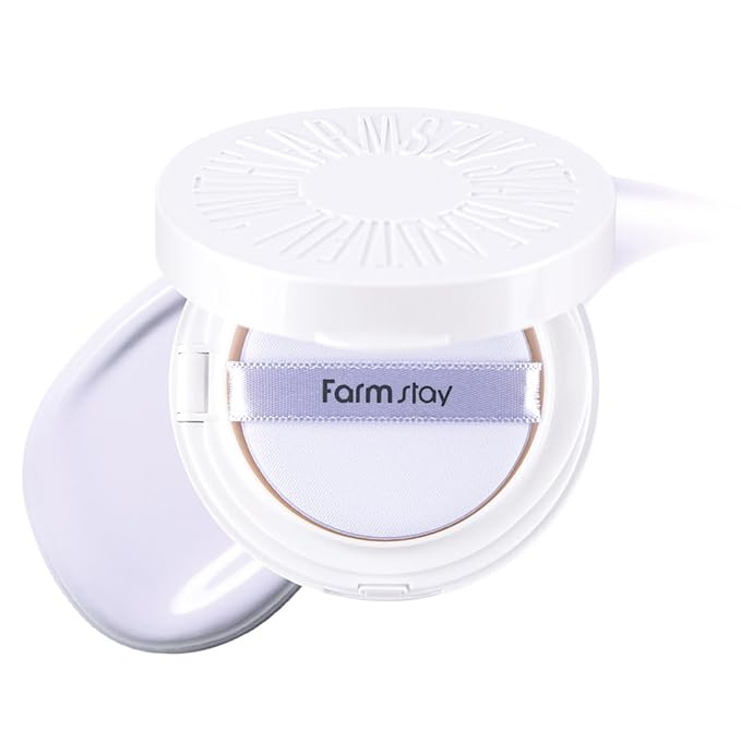 Farmstay Luminous Purple Tone Up Cushion –Tinted Korean Makeup Base for Radiant and Even-Looking Skin – Lightweight, Moisture-Rich Compact – 0.52 oz.