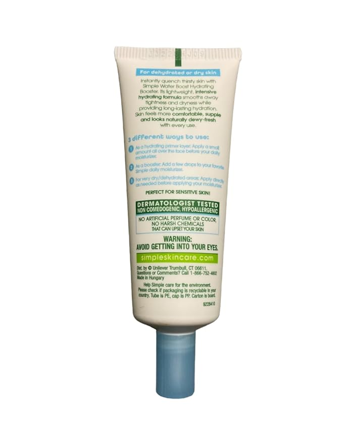Simple Water Boost Hydrating Booster, Dry Sensitive Skin, 0.85 fl oz (Pack of 2)