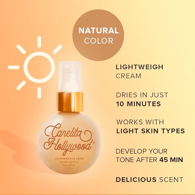 autobronceador, Natural Glow Instant Sun Body Cream/Lotion, Sunless Body Self-Tanner, No fake tan smell, No Orange Pigment, Natural Looking, 3.0 fl oz