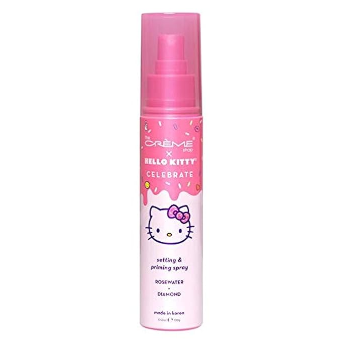 The Crème Shop x Hello Kitty - Korean Skin Care Celebrate Priming & Setting Facial Spray (Rose Water & Diamond) - Hydration, For Makeup, Natural Essence