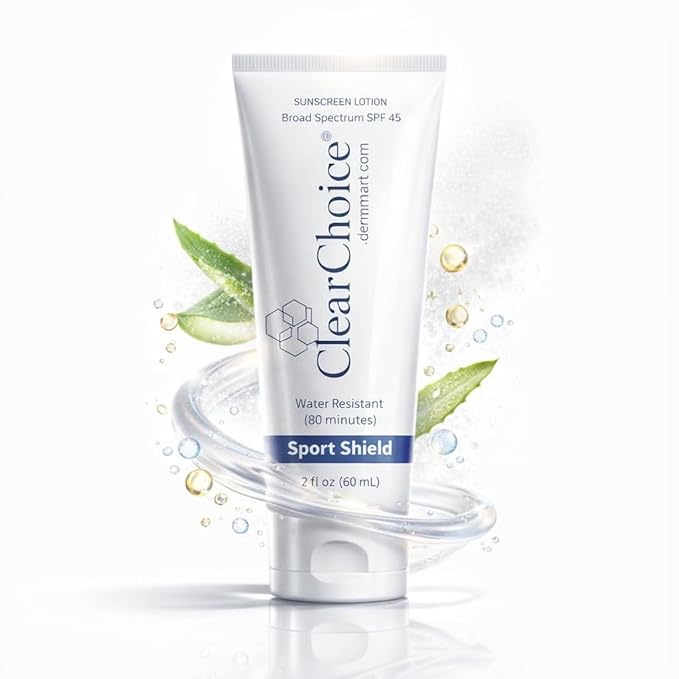Clear Choice Sport Shield SPF 45 – Mineral Sunscreen & Moisturizer | Non-Greasy Broad-Spectrum Face & Body SPF | Micronized Zinc Oxide | No White Cast | Dermatologist Recommended 60 ml / 2 oz