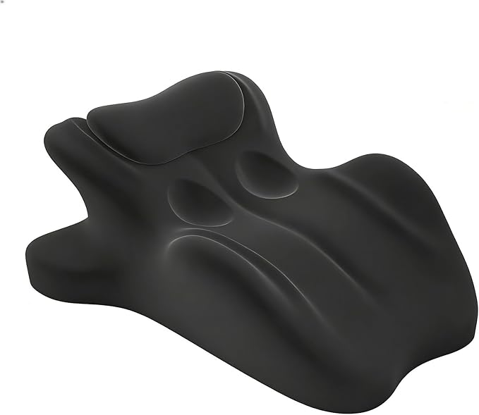 Moodie Intimacy Pillow, Chiro Monk Pillows for Couples, 27° Angle Perfect Position Ergonomic Memory Foam Wedge Pillow, Provides Waist and Neck Contoured Support (Black)