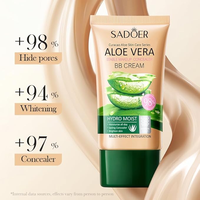 SADOER - Aloe Long-Lasting Concealing - BB Cream - Brightening Hydrating Waterproof - Natural - 40g