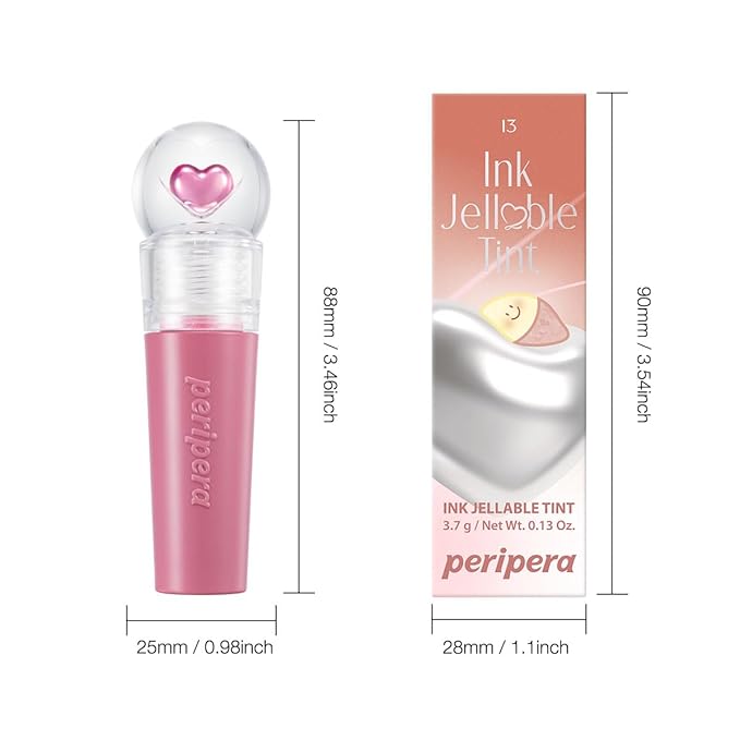 Peripera Ink Jellable Tint, Lip Stain, Korean Lip Tint, High Pigment Color, Longwear, Weightless, Moisutizing, Hydrating (013 Beige Balance)