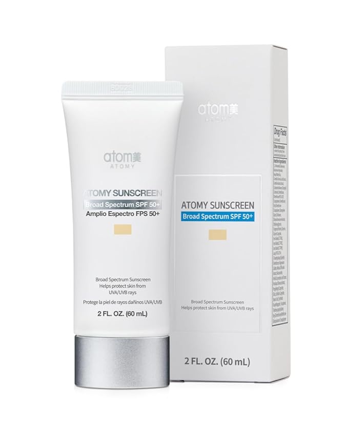 A.t.o.m.y Sunscreen SPF 50+ PA+++, High Protection Moisturizing, 2 FL OZ, UVA/UVB Protection Beige 2ea