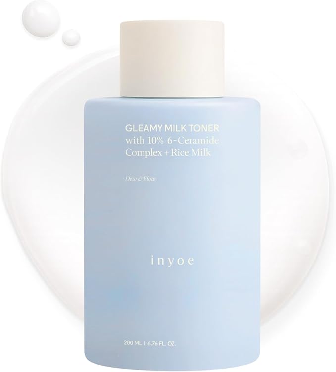 Gleamy Milk Toner with 10% 6-Ceramide Complex + Rice Milk, Cream Milk Barrier Toner for Hydrated Dewy Glow, for Sensitive Skin, Korean Skin Care, 6.76 fl oz