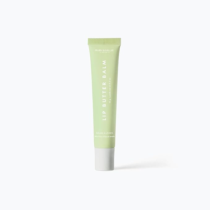 Ruby & Millie Tinted Lip Balm Mint Glow - Hydrating Mint Lip Balm - Moisturizing Lip Butter Balm Treatment - Glossy Vegan Lipbalm 0.5 Oz