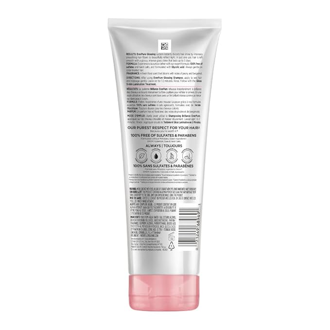 L'Oreal Paris Glossing Sulfate Free Conditioner with Glycolic Acid,Hair Care for Lasting Shine and Smoothness for Dull,Dry Hair,EverPure,6.8 Fl Oz,(Pack of 2)