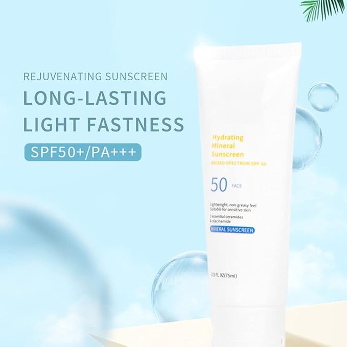 Face Sunscreen With Hyaluronic Acid and Niacinamide Sunscreen SPF 50 Waterresistant Oilfree UVA&UVB Sun Protection Sunblock