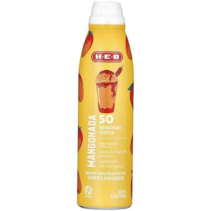 HEB Mango Chamoy Mangonada Sunscreen Spray, Oxybenzone Free, SPF 50, 5.5 oz